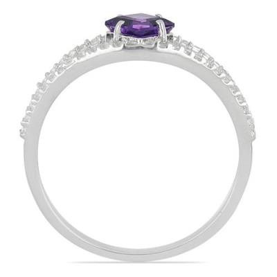 BUY NATURAL AFRICAN AMETHYST GEMSTONE CLASSIC RING IN 925 SILVER